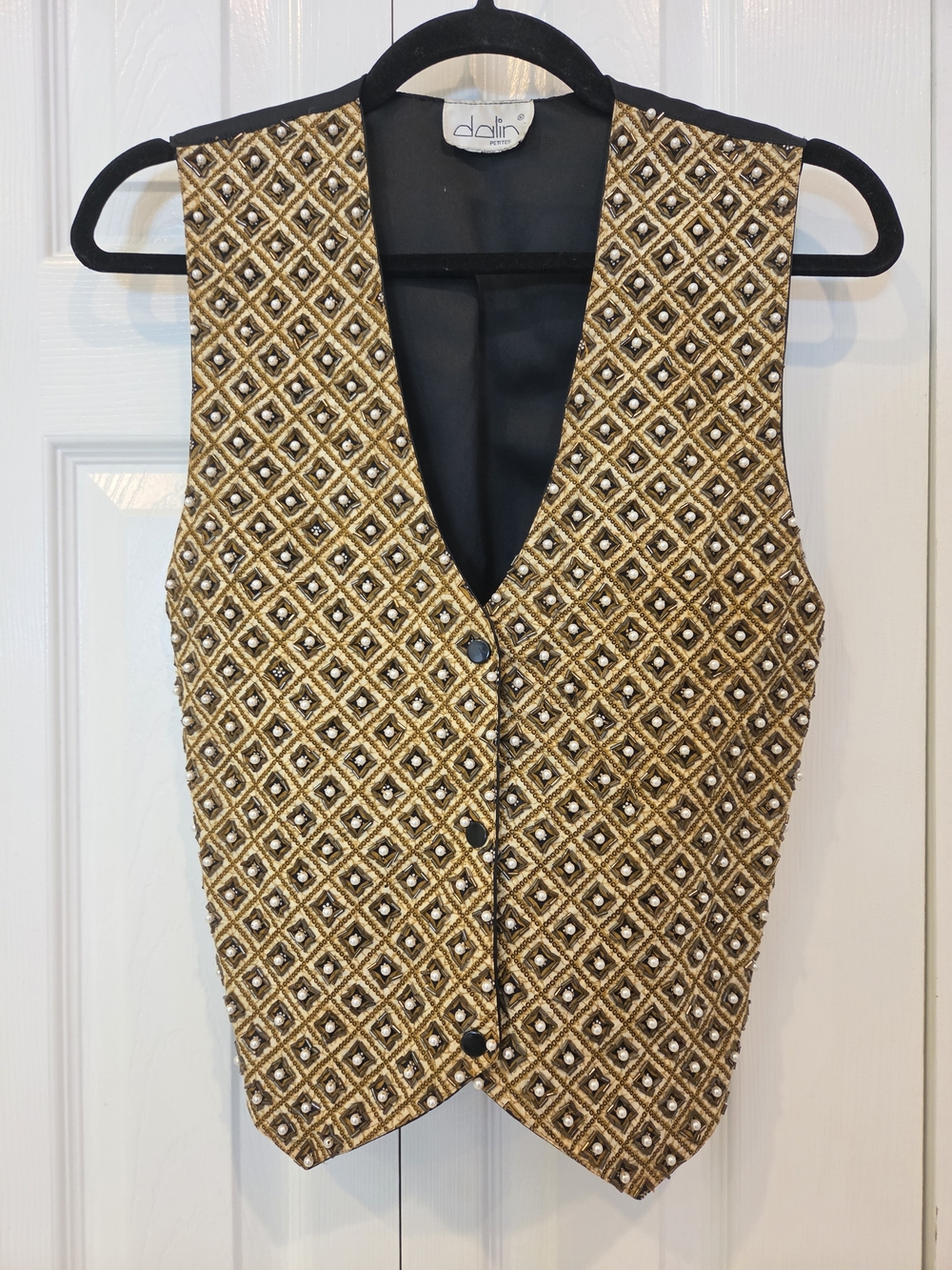 Dalin Women's Gold Patterned Embellished Vest